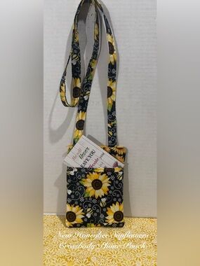 New Honeybee Sunflowers Handmade Crossbody Phone Pouch